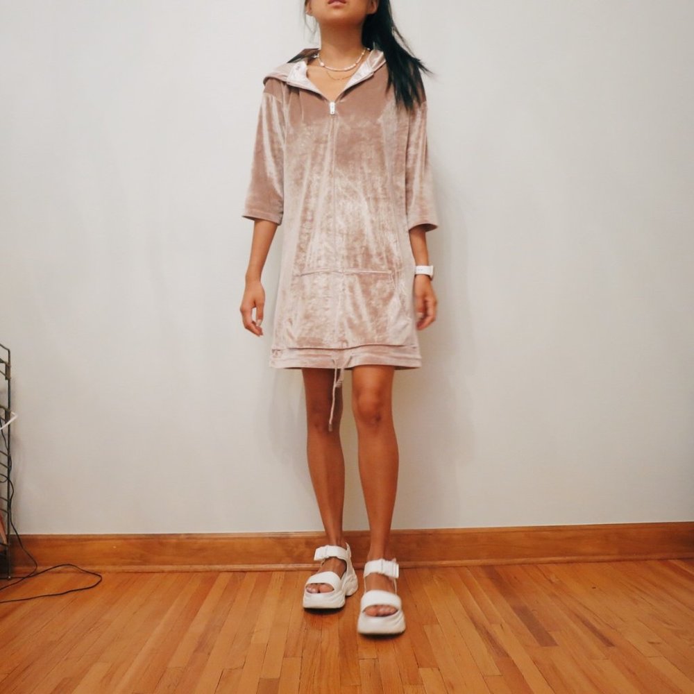 Pink Velour Sweater Dress